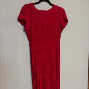 Vintage Crinkle Red Midi Dress - Molly Malloy
